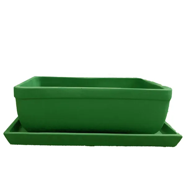 Rectangle_Deep_Jungle_Rec003_With_Plate_Deep_Jungle_Rec003_Ceramic_Pots_For_Indoor_Plants,Bonsai,Planters,Gamla,Outdoor,Balcony,Home,Garden,Succulent
