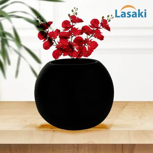 Peblo_Small_Black_Ceramic_Pots_For_Indoor_Plants,_Planters,Gamla,Outdoor,Balcony,Home,Round,Garden,_Office_Decor,Succulent(H_-_7_X_D_-_9_Cm)