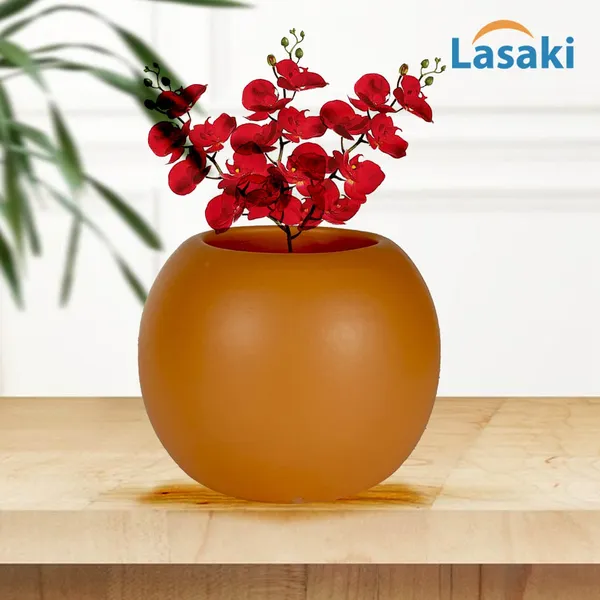Peblo_Small_Ginger_Ceramic_Pots_For_Indoor_Plants,_Planters,Gamla,Outdoor,Balcony,Home,Round,Garden,_Office_Decor,Succulent(H_-_7_X_D_-_9_Cm)