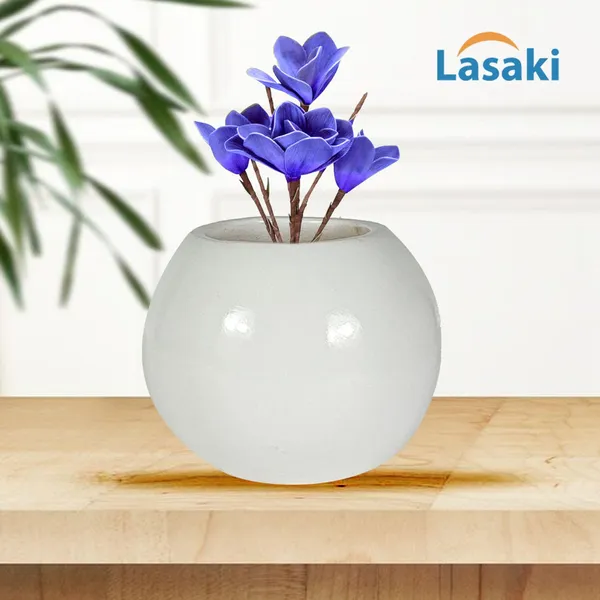 Peblo_Small_White_Ceramic_Pots_For_Indoor_Plants,_Planters,Gamla,Outdoor,Balcony,Home,Round,Garden,_Office_Decor,Succulent(H_-_7_X_D_-_9_Cm)