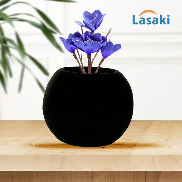 Peblo_Big_Black_Ceramic_Pots_For_Indoor_Plants,_Planters,Gamla,Outdoor,Balcony,Home,Round,Garden,_Office_Decor,Succulent(H_-_8.5_X_D_-_11_Cm)