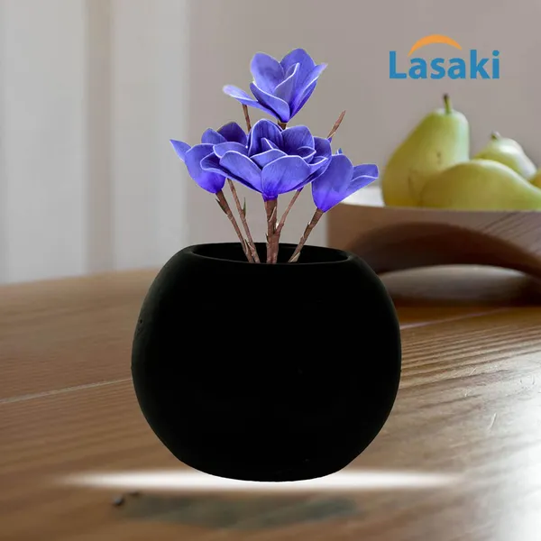 Peblo_Big_Black_Ceramic_Pots_For_Indoor_Plants,_Planters,Gamla,Outdoor,Balcony,Home,Round,Garden,_Office_Decor,Succulent(H_-_8.5_X_D_-_11_Cm)