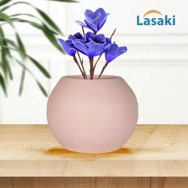 Peblo_Big_Pink_Ceramic_Pots_For_Indoor_Plants,_Planters,Gamla,Outdoor,Balcony,Home,Round,Garden,_Office_Decor,Succulent(H_-_8.5_X_D_-_11_Cm)