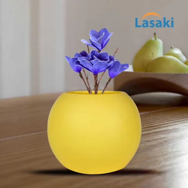 Peblo_Big_Saffron_Ceramic_Pots_For_Indoor_Plants,_Planters,Gamla,Outdoor,Balcony,Home,Round,Garden,_Office_Decor,Succulent(H_-_8.5_X_D_-_11_Cm)