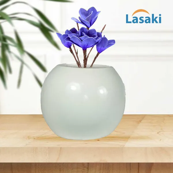 Peblo_Big_White_Ceramic_Pots_For_Indoor_Plants,_Planters,Gamla,Outdoor,Balcony,Home,Round,Garden,_Office_Decor,Succulent(H_-_8.5_X_D_-_11_Cm)