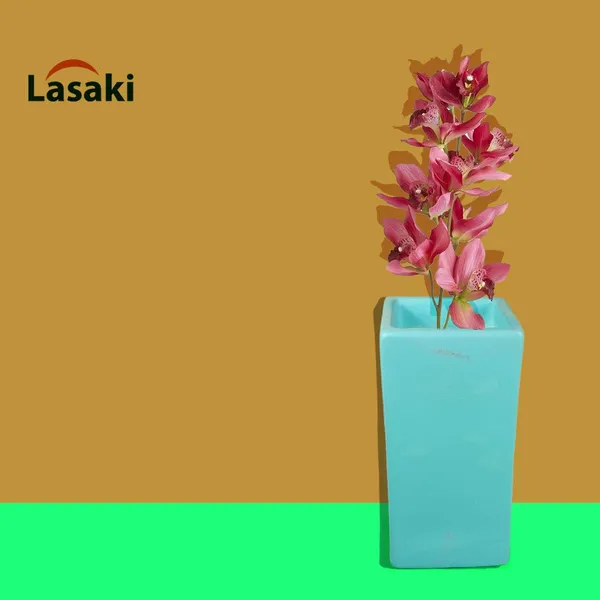 Tower_Small_Aqua_Ceramic_Flower_Vase_For_Living_Room,_Bedroom,_Dining_Table,_Home_Decoration,_Artificial_Flowers_(L_-_6.5_X_W_-_6.5._X_H_-_13_Cm)