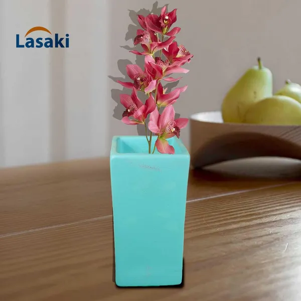 Tower_Small_Aqua_Ceramic_Flower_Vase_For_Living_Room,_Bedroom,_Dining_Table,_Home_Decoration,_Artificial_Flowers_(L_-_6.5_X_W_-_6.5._X_H_-_13_Cm)