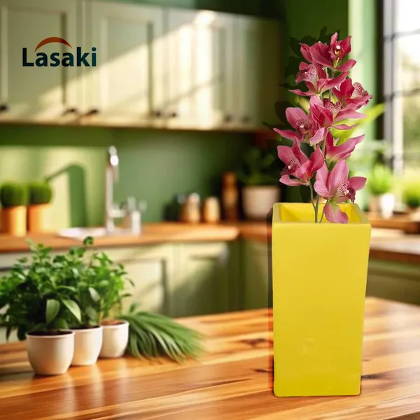 Tower_Small_Saffron_Ceramic_Flower_Vase_For_Living_Room,_Bedroom,_Dining_Table,_Home_Decoration,_Artificial_Flowers_(L_-_6.5_X_W_-_6.5._X_H_-_13_Cm)
