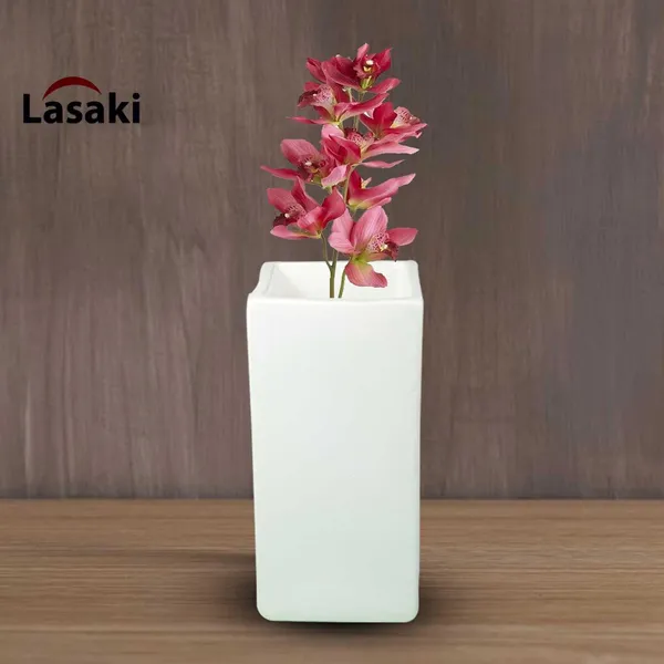 Tower_Small_White_Ceramic_Flower_Vase_For_Living_Room,_Bedroom,_Dining_Table,_Home_Decoration,_Artificial_Flowers_(L_-_6.5_X_W_-_6.5._X_H_-_13_Cm)