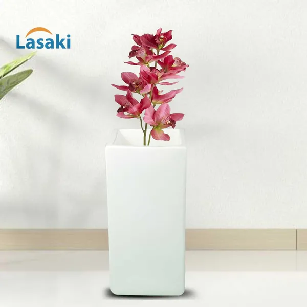 Tower_Small_White_Ceramic_Flower_Vase_For_Living_Room,_Bedroom,_Dining_Table,_Home_Decoration,_Artificial_Flowers_(L_-_6.5_X_W_-_6.5._X_H_-_13_Cm)