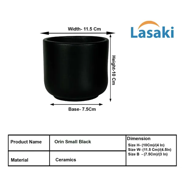 Orin_Small_Black_Ceramic_Pots_For_Indoor_Plants,_Planters,Gamla,Outdoor,Balcony,Home,Round,Garden,_Office_Decor,Succulent(H_-_10_X_D_-_11.5_Cm)