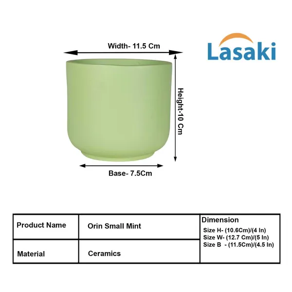 Orin_Small_Mint_Ceramic_Pots_For_Indoor_Plants,_Planters,Gamla,Outdoor,Balcony,Home,Round,Garden,_Office_Decor,Succulent(H_-_10_X_D_-_11.5_Cm)