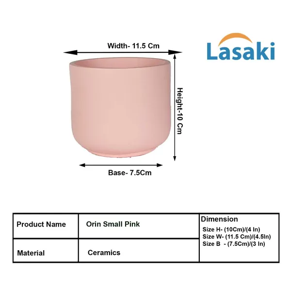 Orin_Small_Pink_Ceramic_Pots_For_Indoor_Plants,_Planters,Gamla,Outdoor,Balcony,Home,Round,Garden,_Office_Decor,Succulent(H_-_10_X_D_-_11.5_Cm)