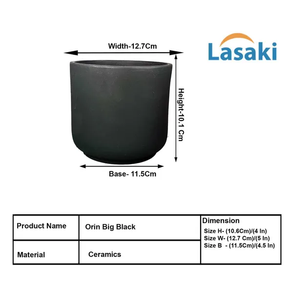 Orin_Big_Black_Ceramic_Pots_For_Indoor_Plants,_Planters,Gamla,Outdoor,Balcony,Home,Round,Garden,_Office_Decor,Succulent(H_-_11.5_X_D_-_13_Cm)