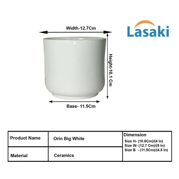 Orin_Big_White_Ceramic_Pots_For_Indoor_Plants,_Planters,Gamla,Outdoor,Balcony,Home,Round,Garden,_Office_Decor,Succulent(H_-_11.5_X_D_-_13_Cm)