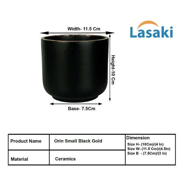 Orin_Small_Black_Gold_Ceramic_Pots_For_Indoor_Plants,_Planters,Gamla,Outdoor,Balcony,Home,Round,Garden,_Office_Decor,Succulent(H_-_10_X_D_-_11.5_Cm)