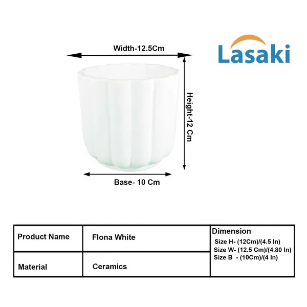Flona_White_Ceramic_Pots_For_Indoor_Plants,_Planters,Gamla,Outdoor,Balcony,Home,Round,Garden,_Office_Decor,Succulent(H_-_11.5_X_D_-_12.5_Cm)