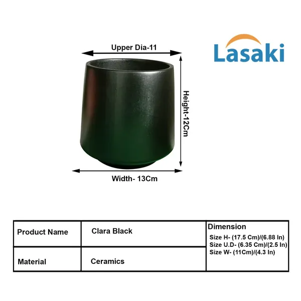 Clara_Black_Ceramic_Pots_For_Indoor_Plants,_Planters,Gamla,Outdoor,Balcony,Home,Round,Garden,_Office_Decor,Succulent(H_-_12.5_X_D_-_12.5_Cm)