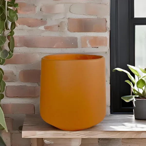 Clara_Ginger_Ceramic_Pots_For_Indoor_Plants,_Planters,Gamla,Outdoor,Balcony,Home,Round,Garden,_Office_Decor,Succulent(H_-_12.5_X_D_-_12.5_Cm)