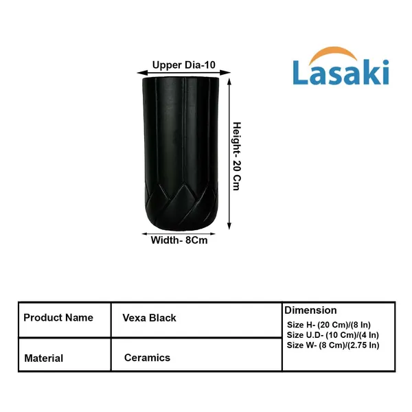 Vexa_Black_Ceramic_Flower_Vase_For_Living_Room,_Bedroom,_Dining_Table,_Home_Decoration,_Artificial_Flowers_(D-_10_X_H_-_20_Cm)