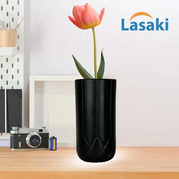 Vexa_Black_Ceramic_Flower_Vase_For_Living_Room,_Bedroom,_Dining_Table,_Home_Decoration,_Artificial_Flowers_(D-_10_X_H_-_20_Cm)