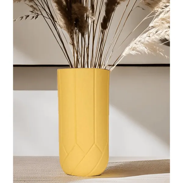 Vexa_Saffron_Ceramic_Flower_Vase_For_Living_Room,_Bedroom,_Dining_Table,_Home_Decoration,_Artificial_Flowers_(D-_10_X_H_-_20_Cm)