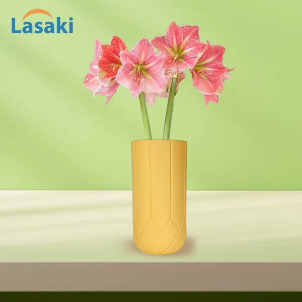 Vexa_Saffron_Ceramic_Flower_Vase_For_Living_Room,_Bedroom,_Dining_Table,_Home_Decoration,_Artificial_Flowers_(D-_10_X_H_-_20_Cm)