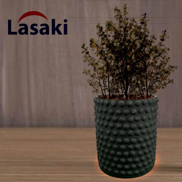 Bubble_Big_Black_Ceramic_Pots_For_Indoor_Plants,_Planters,Gamla,Outdoor,Balcony,Home,Round,Garden,_Office_Decor,Succulent(H_-_15_X_D_-_13_Cm)