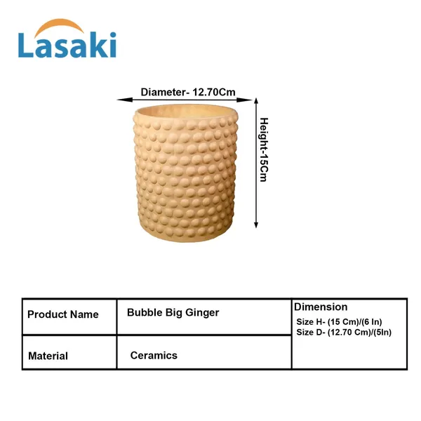 Bubble_Big_Ginger_Ceramic_Pots_For_Indoor_Plants,_Planters,Gamla,Outdoor,Balcony,Home,Round,Garden,_Office_Decor,Succulent(H_-_15_X_D_-_13_Cm)