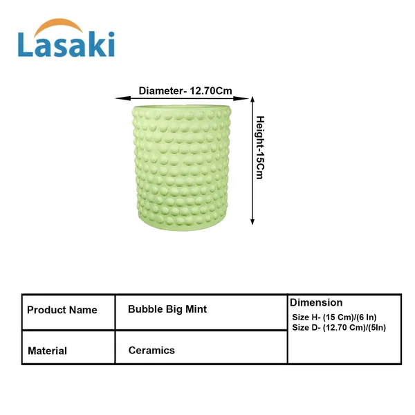 Bubble_Big_Mint_Ceramic_Pots_For_Indoor_Plants,_Planters,Gamla,Outdoor,Balcony,Home,Round,Garden,_Office_Decor,Succulent(H_-_15_X_D_-_13_Cm)