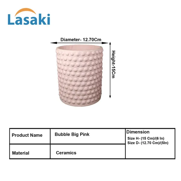 Bubble_Big_Pink_Ceramic_Pots_For_Indoor_Plants,_Planters,Gamla,Outdoor,Balcony,Home,Round,Garden,_Office_Decor,Succulent(H_-_15_X_D_-_13_Cm)