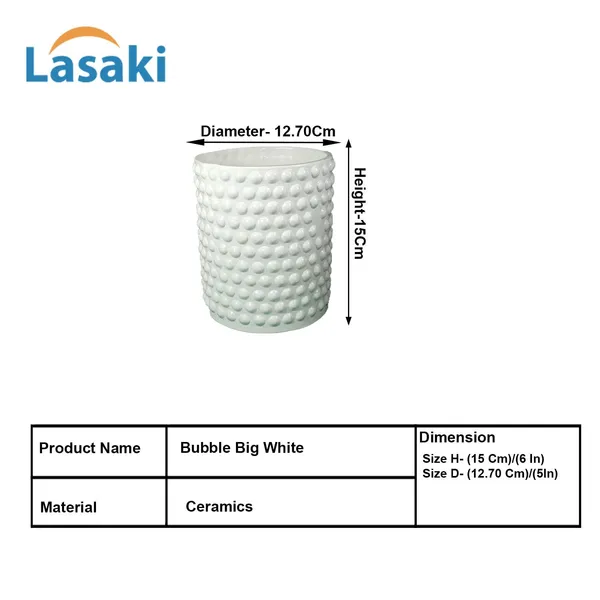 Bubble_Big_White_Ceramic_Pots_For_Indoor_Plants,_Planters,Gamla,Outdoor,Balcony,Home,Round,Garden,_Office_Decor,Succulent(H_-_15_X_D_-_13_Cm)