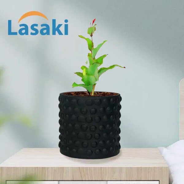 Bubble_Small_Black_Ceramic_Pots_For_Indoor_Plants,_Planters,Gamla,Outdoor,Balcony,Home,Round,Garden,_Office_Decor,Succulent(H_-_10_X_D_-_10_Cm)