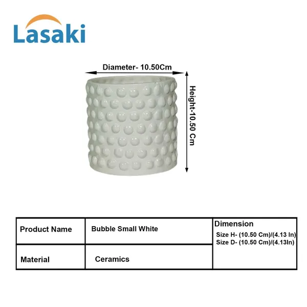 Bubble_Small_White_Ceramic_Pots_For_Indoor_Plants,_Planters,Gamla,Outdoor,Balcony,Home,Round,Garden,_Office_Decor,Succulent(H_-_10_X_D_-_10_Cm)