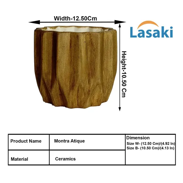 Montra_Antique_Ceramic_Pots_For_Indoor_Plants,_Planters,Gamla,Outdoor,Balcony,Home,Round,Garden,_Office_Decor,Succulent(H_-_10.5_X_D_-_12.5_Cm)