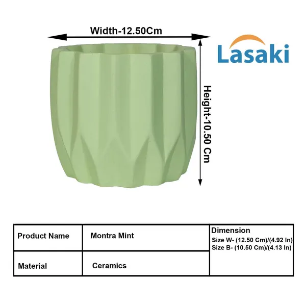 Montra_Mint_Ceramic_Pots_For_Indoor_Plants,_Planters,Gamla,Outdoor,Balcony,Home,Round,Garden,_Office_Decor,Succulent(H_-_10.5_X_D_-_12.5_Cm)