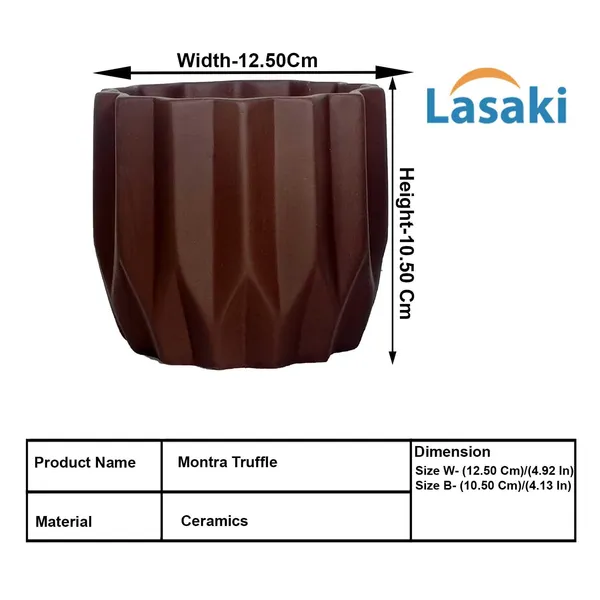 Montra_Truffle_Ceramic_Pots_For_Indoor_Plants,_Planters,Gamla,Outdoor,Balcony,Home,Round,Garden,_Office_Decor,Succulent(H_-_10.5_X_D_-_12.5_Cm)