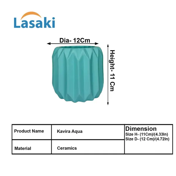Kavira_Aqua_Ceramic_Pots_For_Indoor_Plants,_Planters,Gamla,Outdoor,Balcony,Home,Round,Garden,_Office_Decor,Succulent(H_-_11_X_D_-_12_Cm)