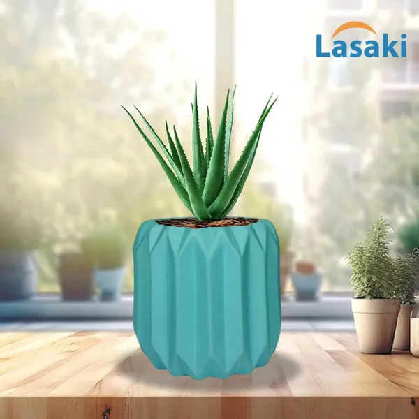 Kavira_Aqua_Ceramic_Pots_For_Indoor_Plants,_Planters,Gamla,Outdoor,Balcony,Home,Round,Garden,_Office_Decor,Succulent(H_-_11_X_D_-_12_Cm)