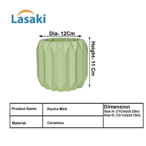 Kavira_Mint_Ceramic_Pots_For_Indoor_Plants,_Planters,Gamla,Outdoor,Balcony,Home,Round,Garden,_Office_Decor,Succulent(H_-_11_X_D_-_12_Cm)
