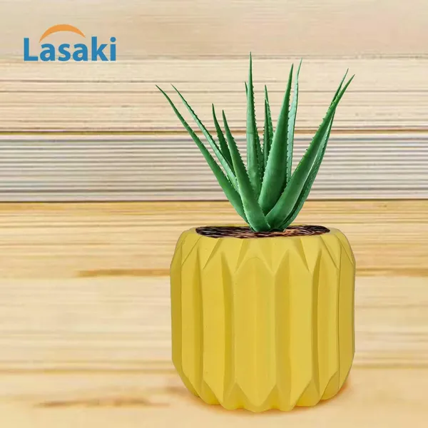 Kavira_Saffron_Ceramic_Pots_For_Indoor_Plants,_Planters,Gamla,Outdoor,Balcony,Home,Round,Garden,_Office_Decor,Succulent(H_-_11_X_D_-_12_Cm)