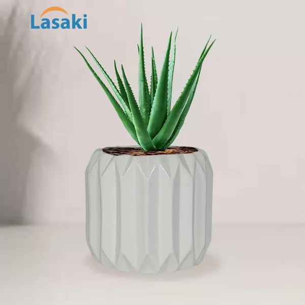 Kavira_White_Ceramic_Pots_For_Indoor_Plants,_Planters,Gamla,Outdoor,Balcony,Home,Round,Garden,_Office_Decor,Succulent(H_-_11_X_D_-_12_Cm)