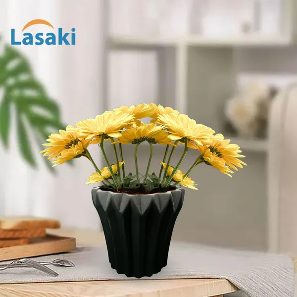 Flory_Black_Ceramic_Pots_For_Indoor_Plants,_Planters,Gamla,Outdoor,Balcony,Home,Round,Garden,_Office_Decor,Succulent(H_-_14_X_D_-_15_Cm)