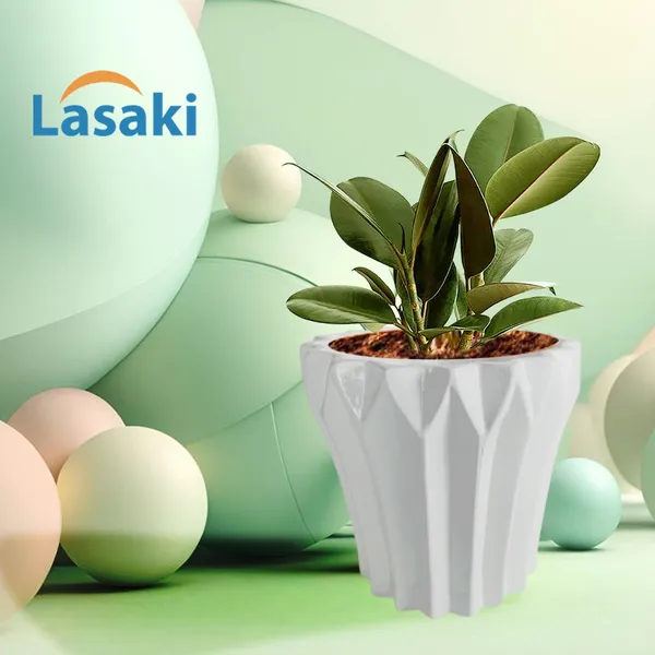 Flory_White_Ceramic_Pots_For_Indoor_Plants,_Planters,Gamla,Outdoor,Balcony,Home,Round,Garden,_Office_Decor,Succulent(H_-_14_X_D_-_15_Cm)