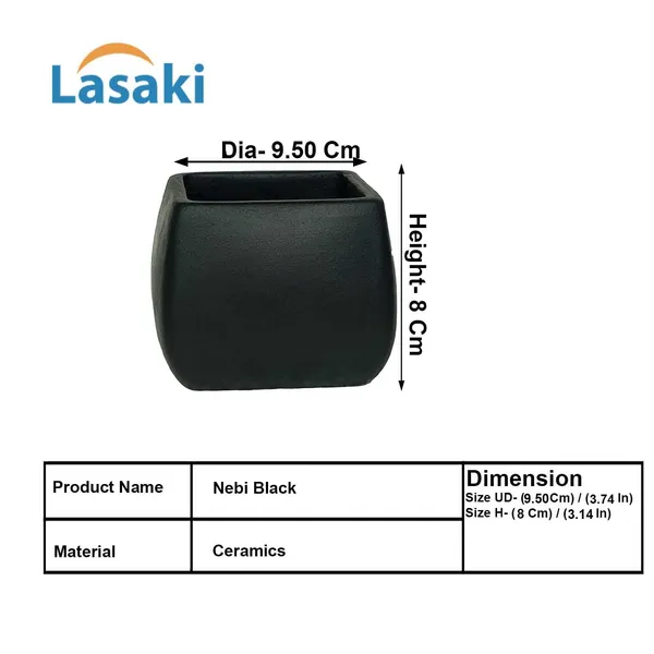 Nebi_Black_Ceramic_Pots_For_Indoor_Plants,_Planters,Gamla,Outdoor,Balcony,Home,Round,Garden,_Office_Decor,Succulent(L_-_9.5_X_W_-_9.5_X_H_-_8_Cm)