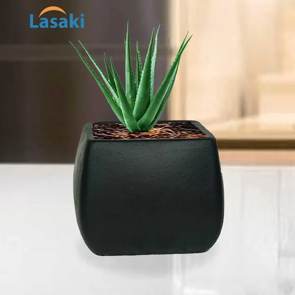 Nebi_Black_Ceramic_Pots_For_Indoor_Plants,_Planters,Gamla,Outdoor,Balcony,Home,Round,Garden,_Office_Decor,Succulent(L_-_9.5_X_W_-_9.5_X_H_-_8_Cm)