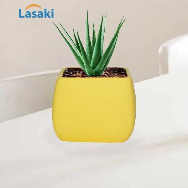 Nebi_Saffron_Ceramic_Pots_For_Indoor_Plants,_Planters,Gamla,Outdoor,Balcony,Home,Round,Garden,_Office_Decor,Succulent(L_-_9.5_X_W_-_9.5_X_H_-_8_Cm)