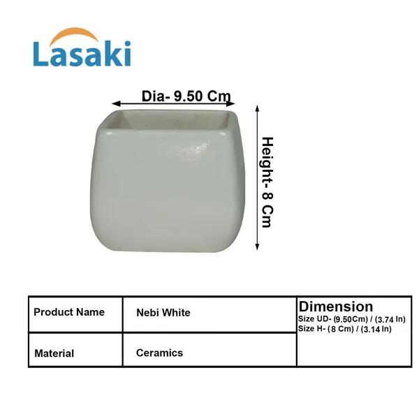 Nebi_White_Ceramic_Pots_For_Indoor_Plants,_Planters,Gamla,Outdoor,Balcony,Home,Round,Garden,_Office_Decor,Succulent(L_-_9.5_X_W_-_9.5_X_H_-_8_Cm)