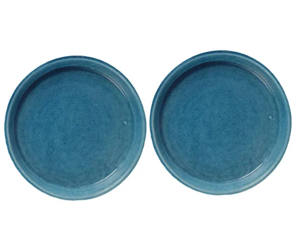 Circular_Plate_Tray_(Set_Of_Two)_Ceramic_Pots_For_Indoor_Plants,Planters,Flower,Gamla,Outdoor,Succulent(Color:Blue_Lt_405)_Cir002