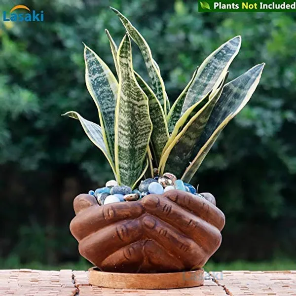 Hand_Ceramic_With_Wooden_Plate/Tray_For_Indoor_And_Outdoor_Home_Décor_Ceramic_Flower_Plants_For_Balcony,Home,Garden,Office,Succulent_Pot(Antique,Plate:Wooden)_Wp6.5